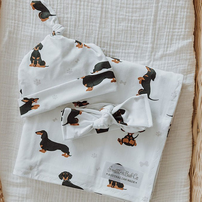 Dachshund Swaddle Set - Smitten Bub Co.