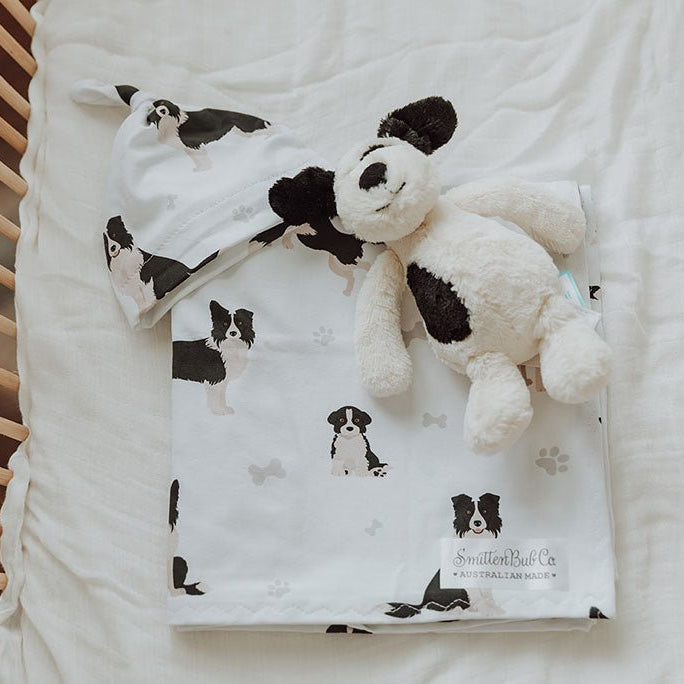 Border Collie Swaddle Set - Smitten Bub Co.