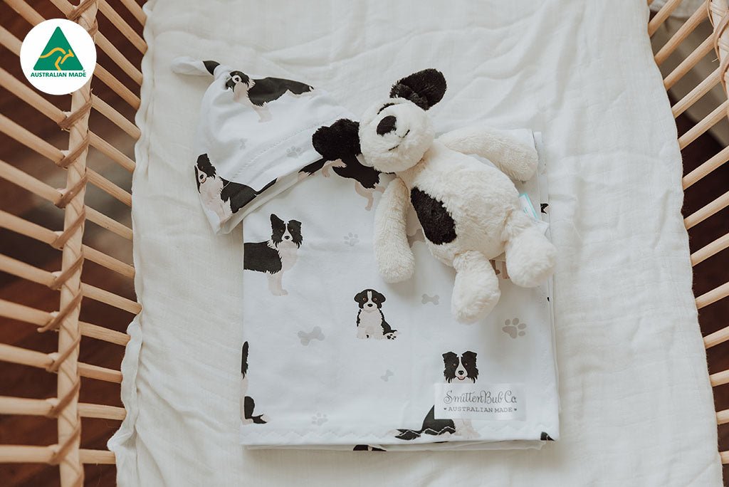 Border Collie Swaddle Set - Smitten Bub Co.