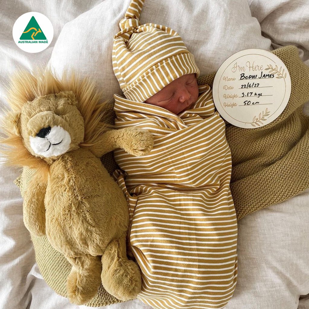 Mustard Stripe Swaddle Set - Smitten Bub Co.