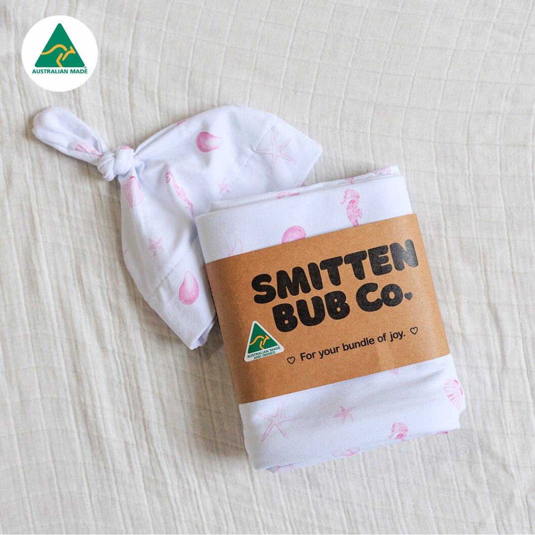 Pink Seashells Swaddle Set - Smitten Bub Co.