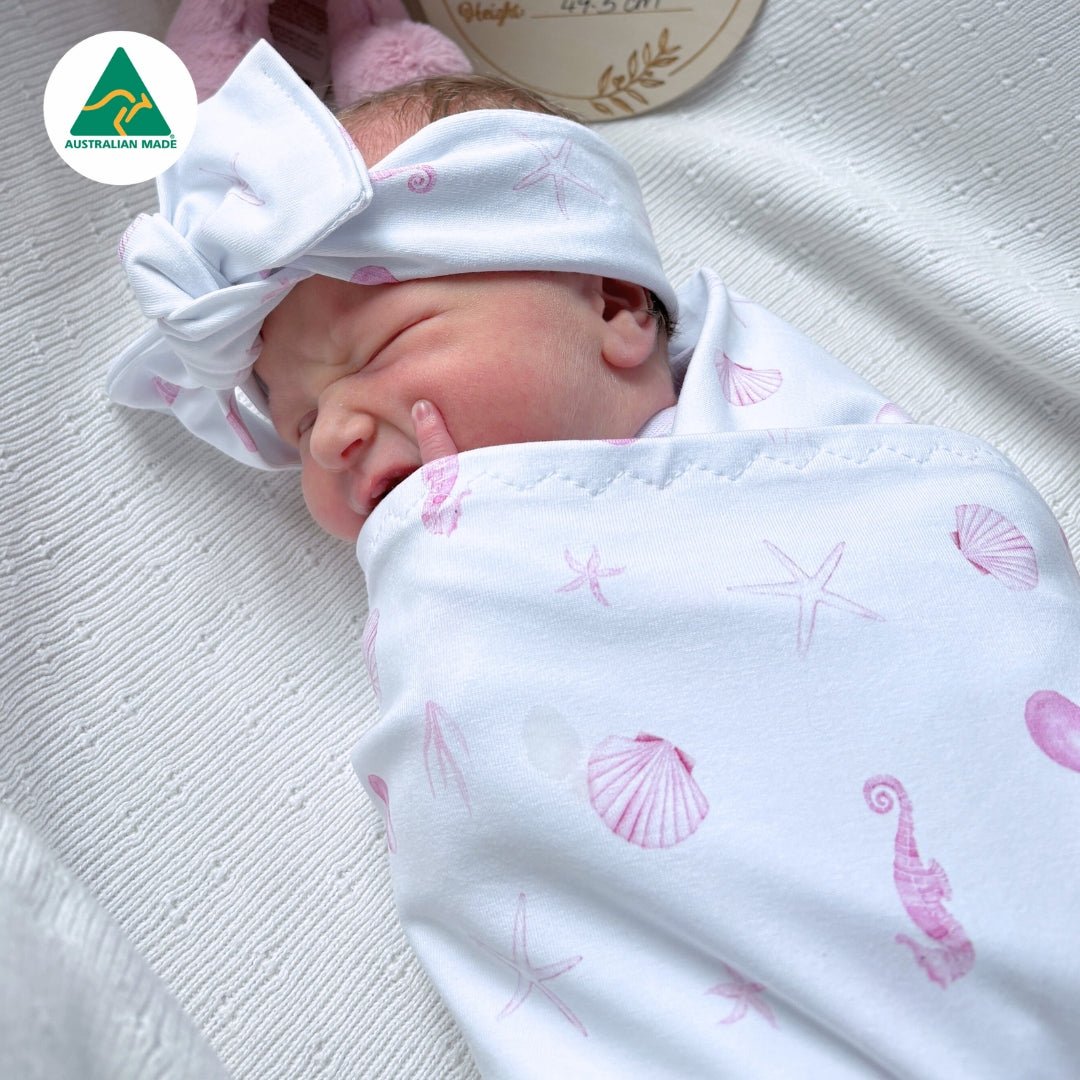 Pink Seashells Swaddle Set - Smitten Bub Co.