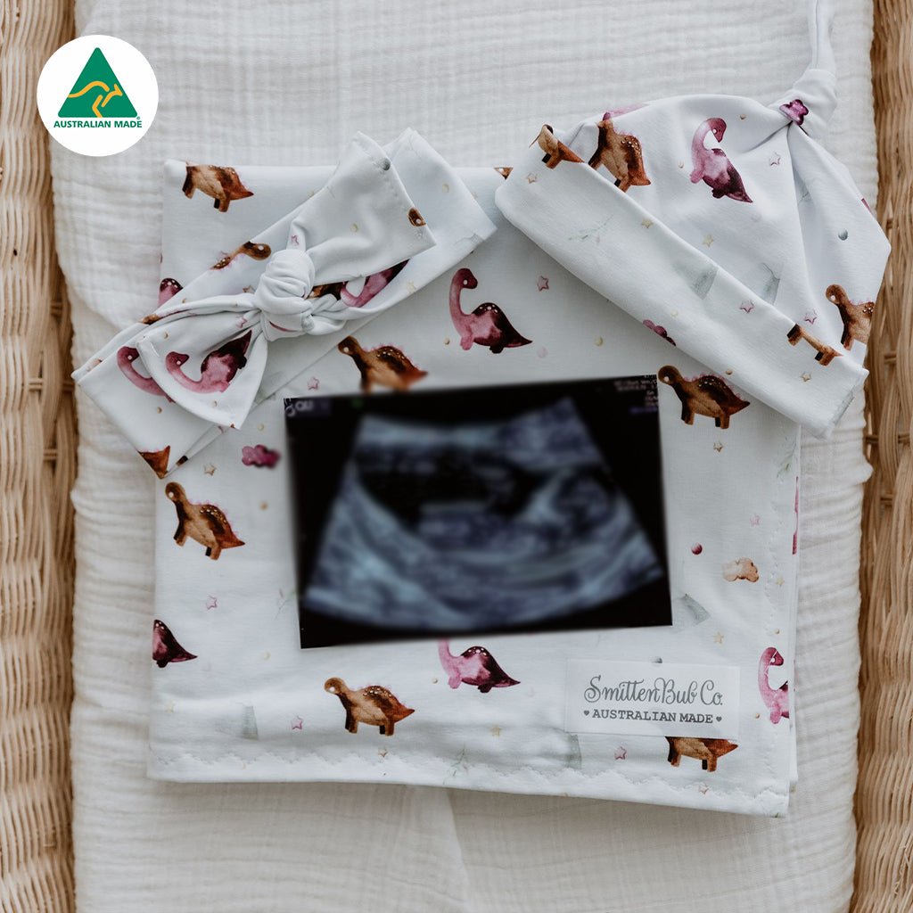 Pink Dino Swaddle Set - Smitten Bub Co.