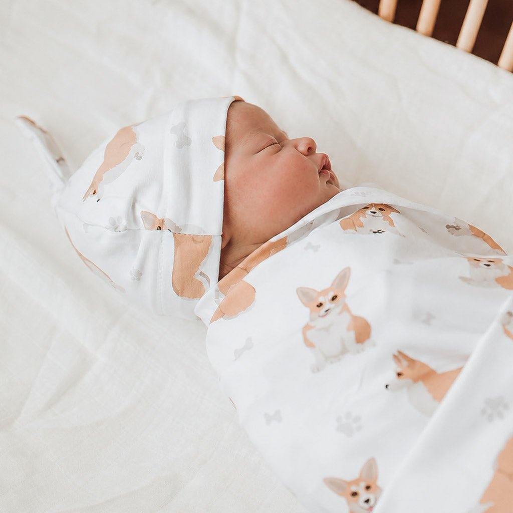 CORGI | Jersey Swaddle Beanie Set - Smitten Bub Co.