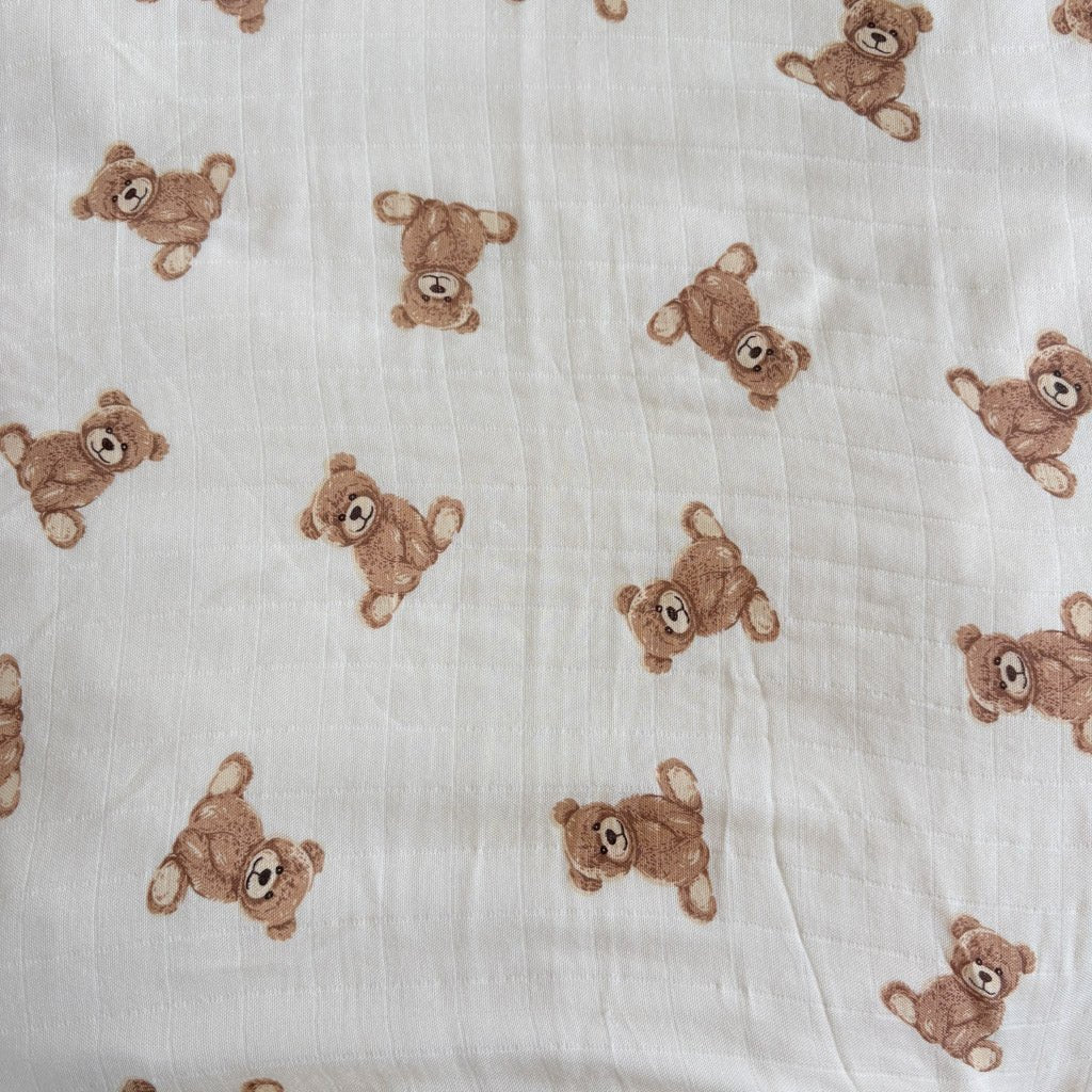 TEDDIES | Bamboo Cotton Muslin Swaddle - Smitten Bub Co.