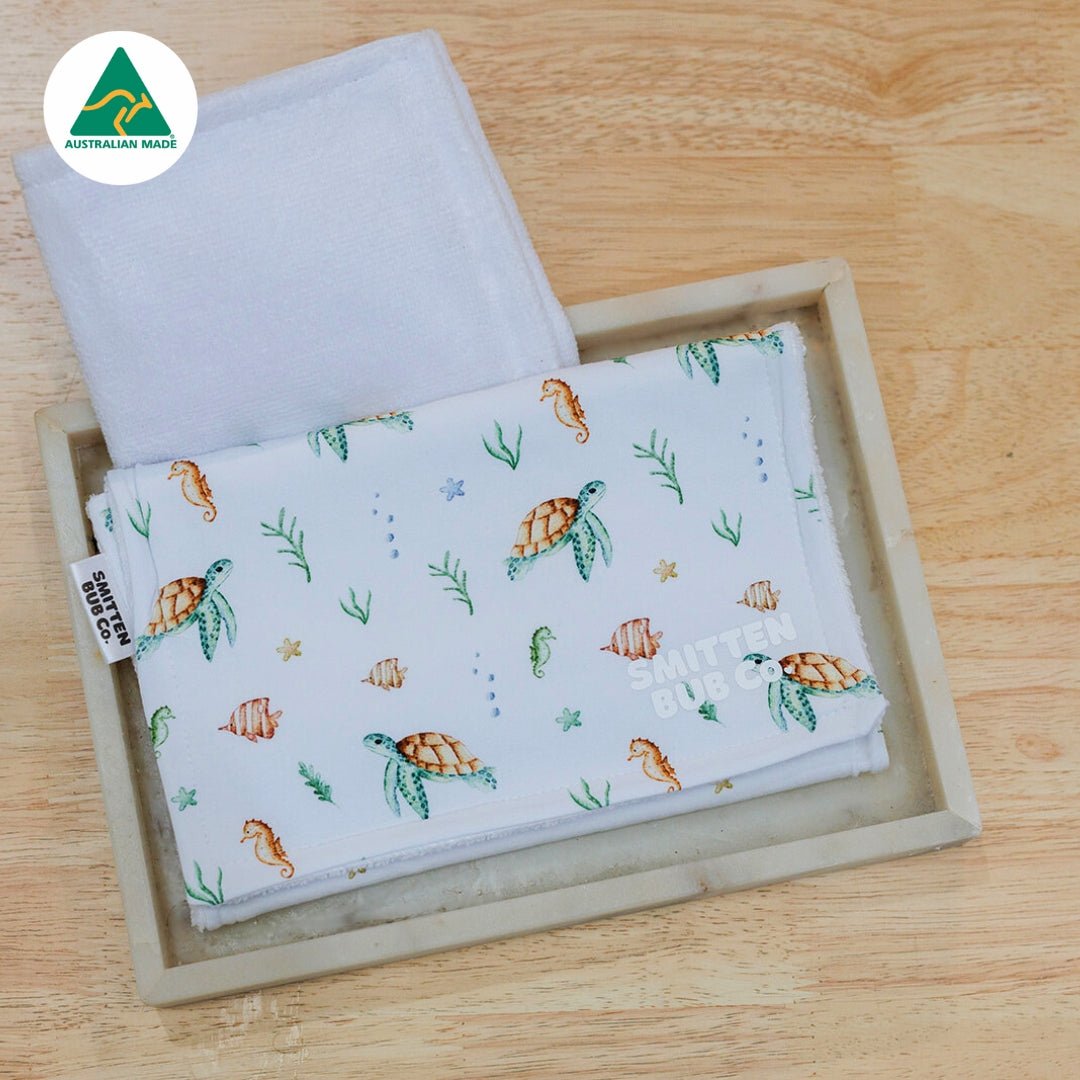 Green Turtles Burp Cloth - Smitten Bub Co.