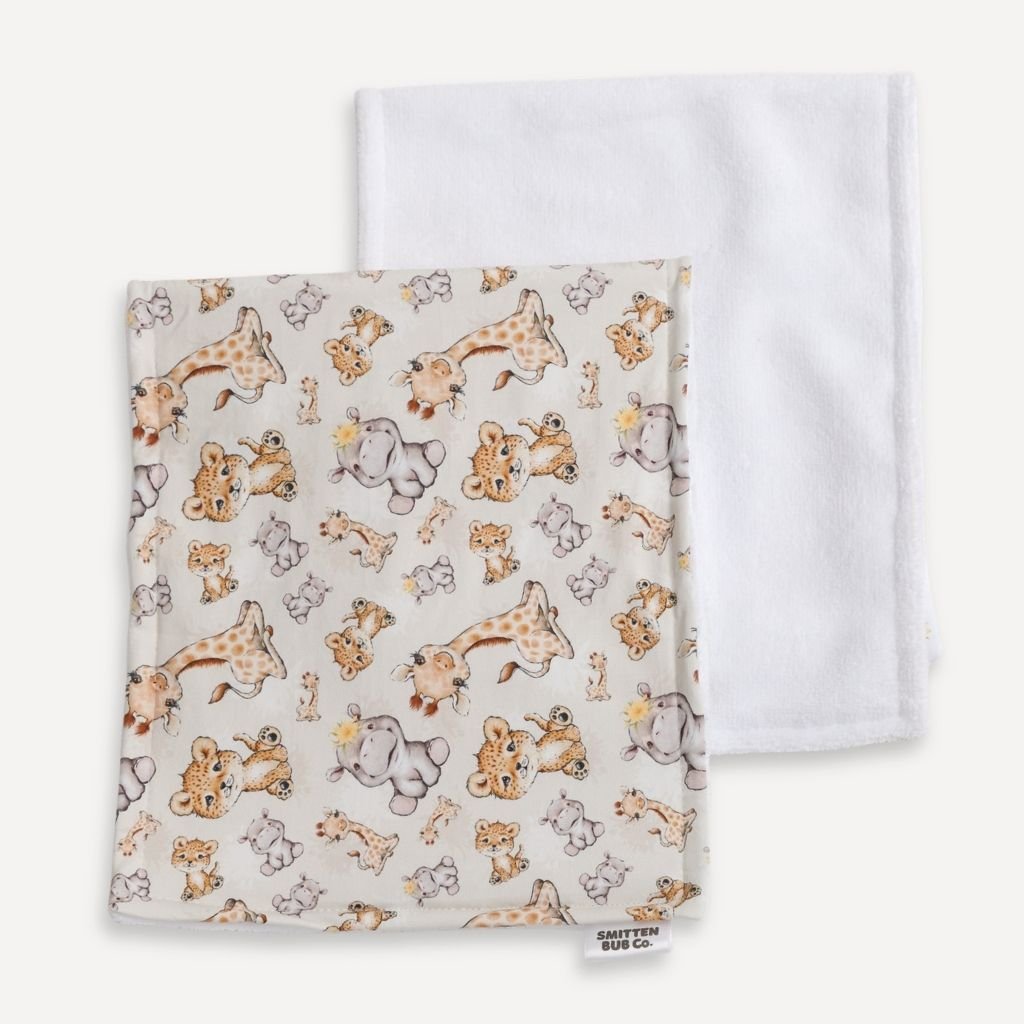 BABY SAFARI ANIMAL | Burp Cloth - Smitten Bub Co.