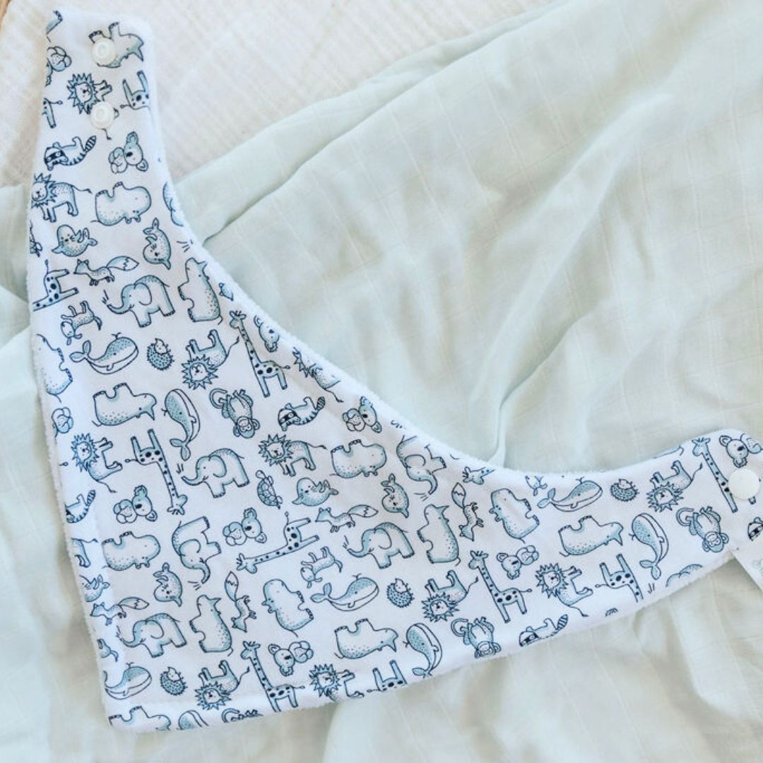 Blue Animals Bandana Bib - Smitten Bub Co.