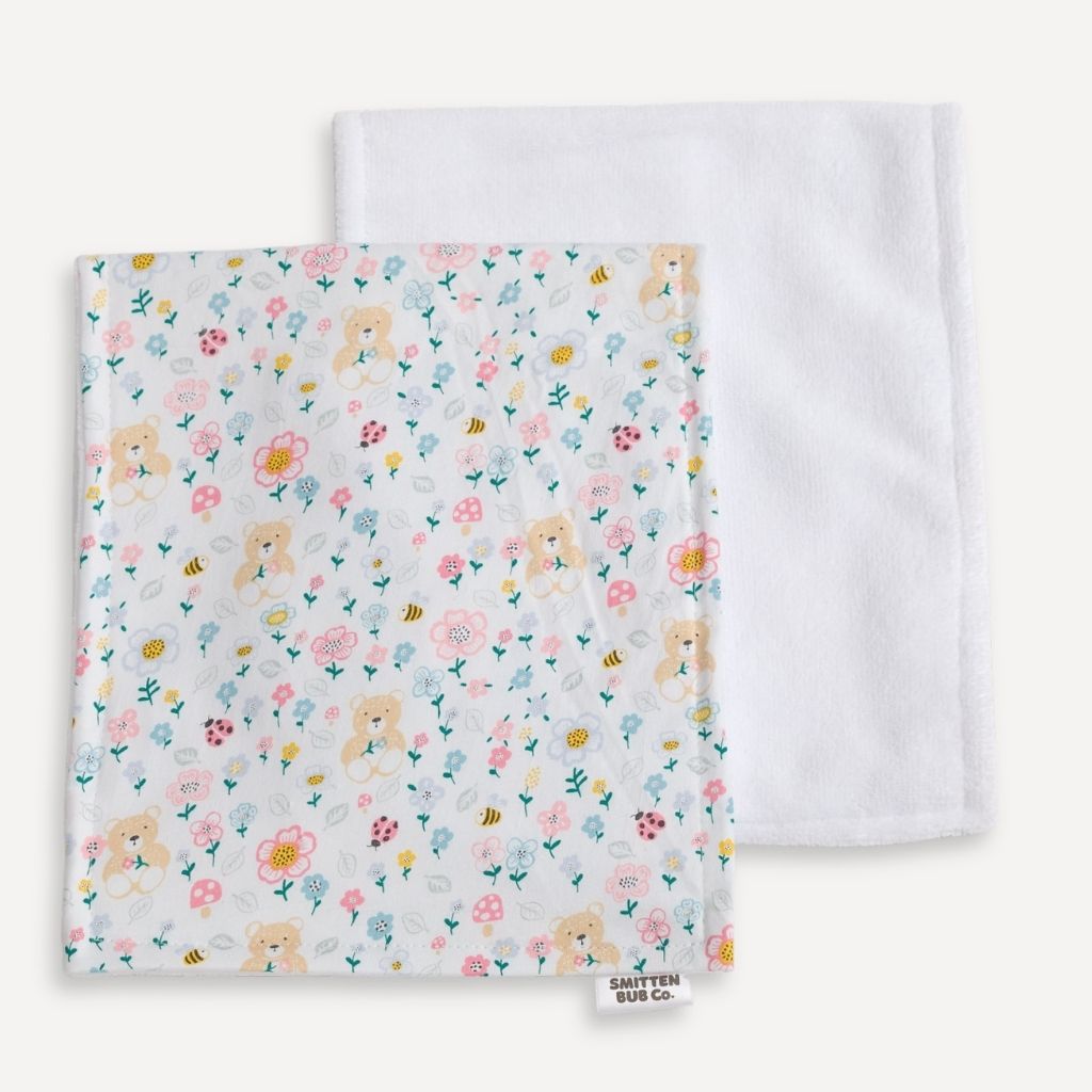 FLORAL TEDDIES | Burp Cloth - Smitten Bub Co.