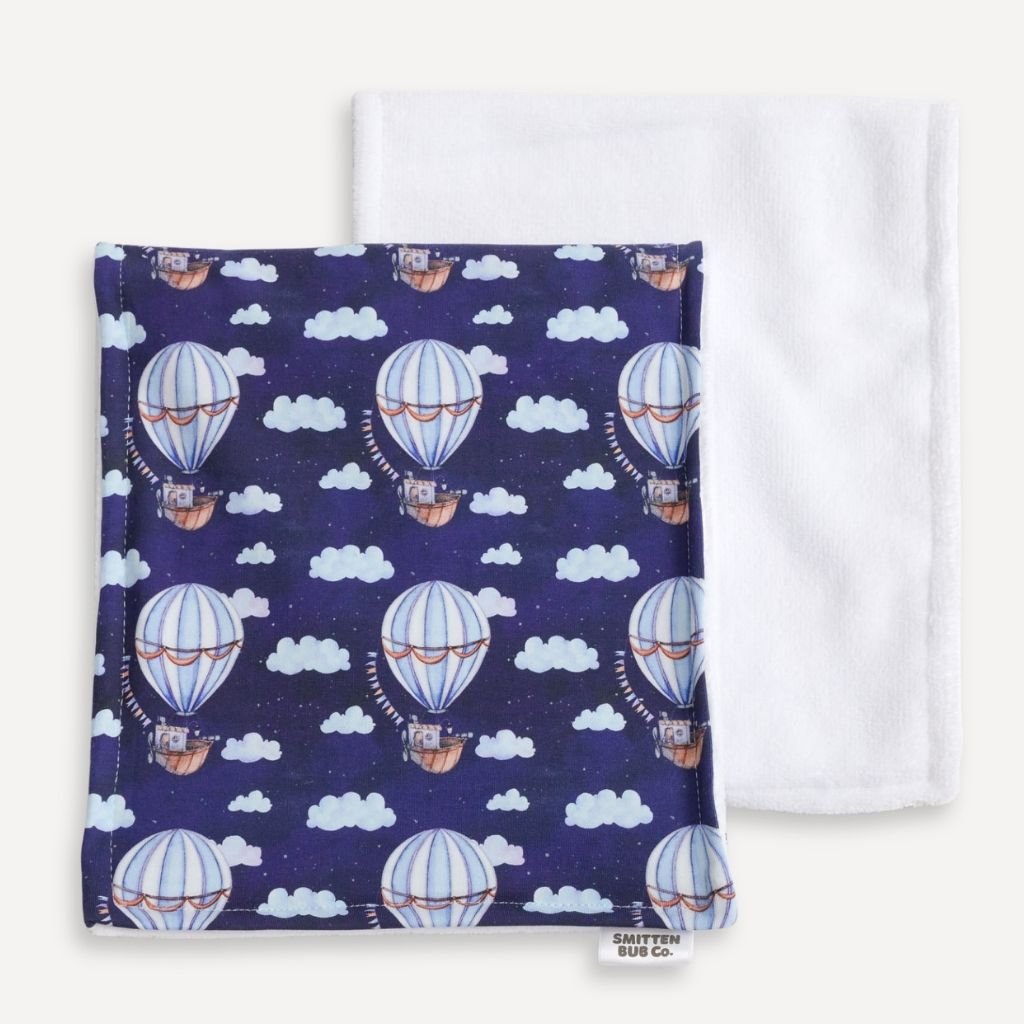 BLUE BALLOONS | Burp Cloth - Smitten Bub Co.