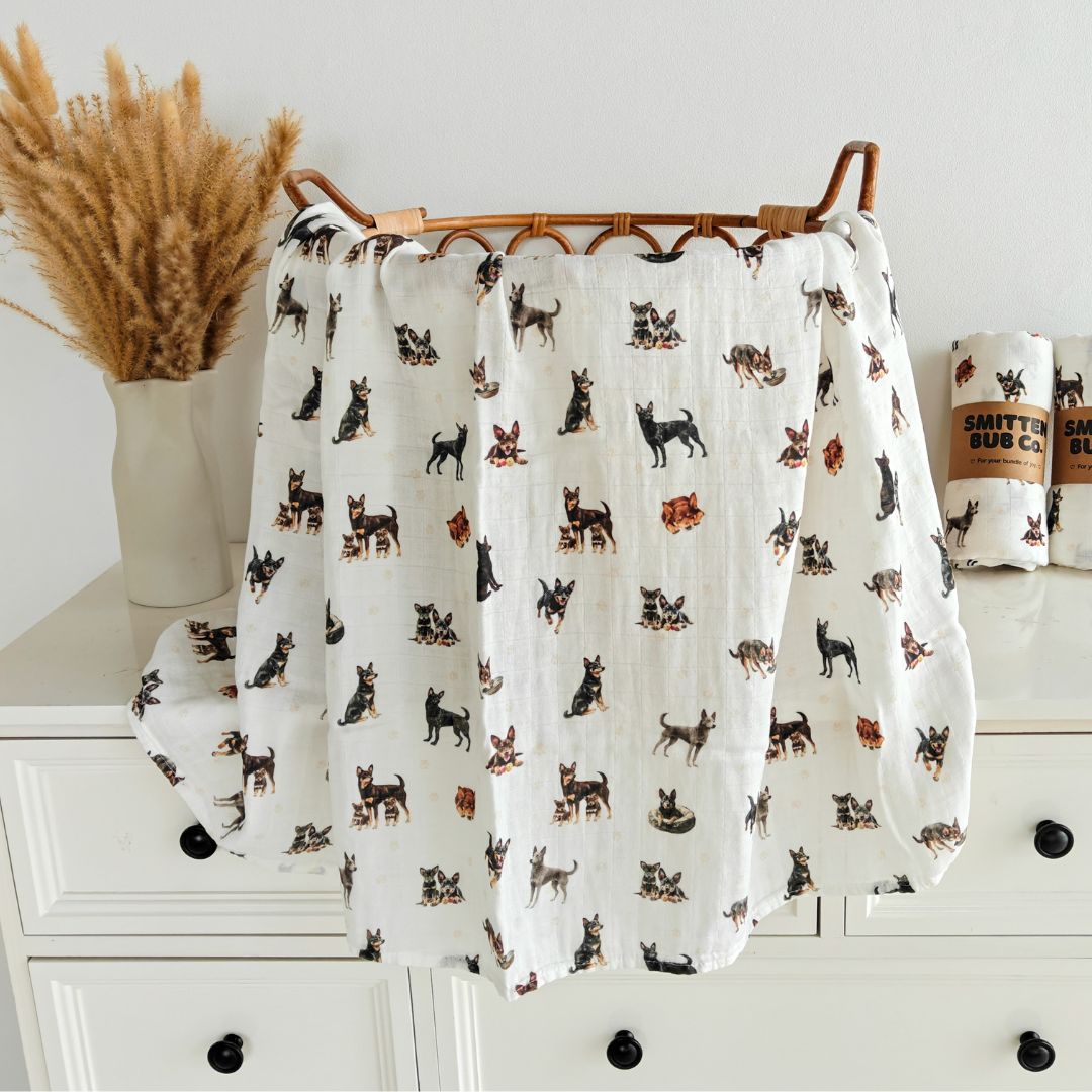 KELPIE Bamboo Cotton Muslin Swaddle - Smitten Bub Co.