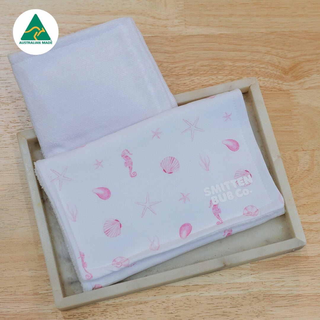 Pink Seashells Burp Cloth - Smitten Bub Co.