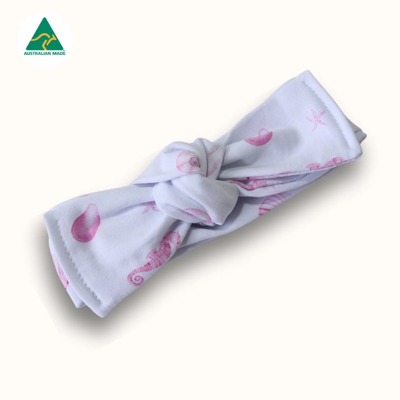 Pink Seashells - Topknot Bow - Smitten Bub Co.