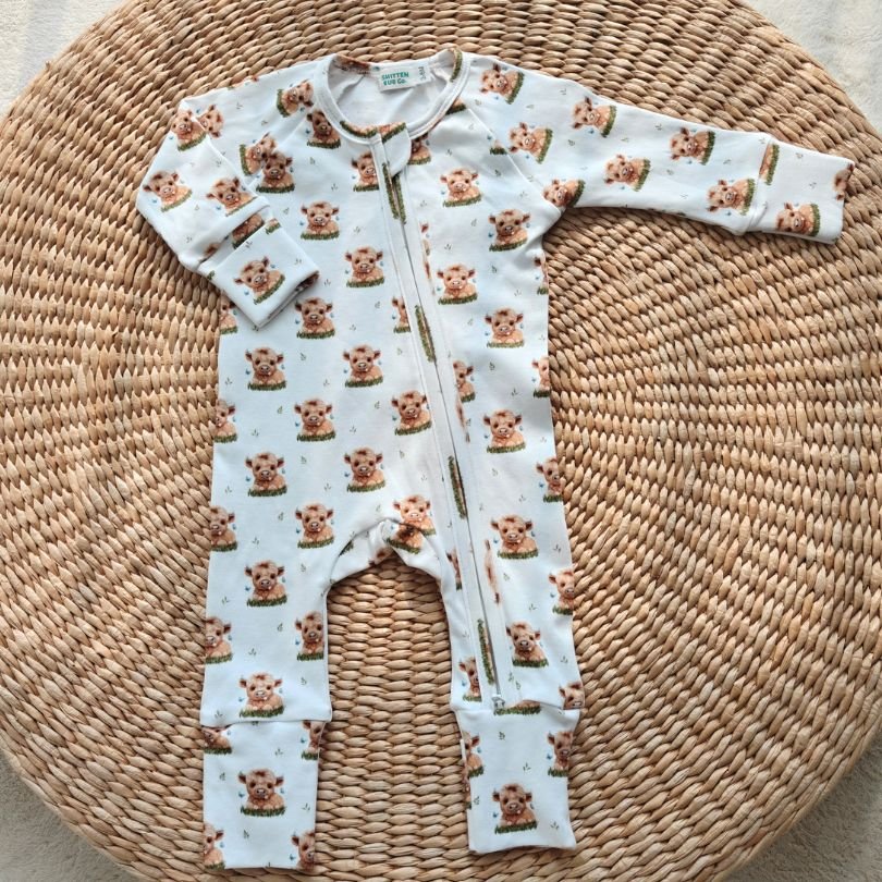Highland Cow Full Zip Unisex Romper - Smitten Bub Co.