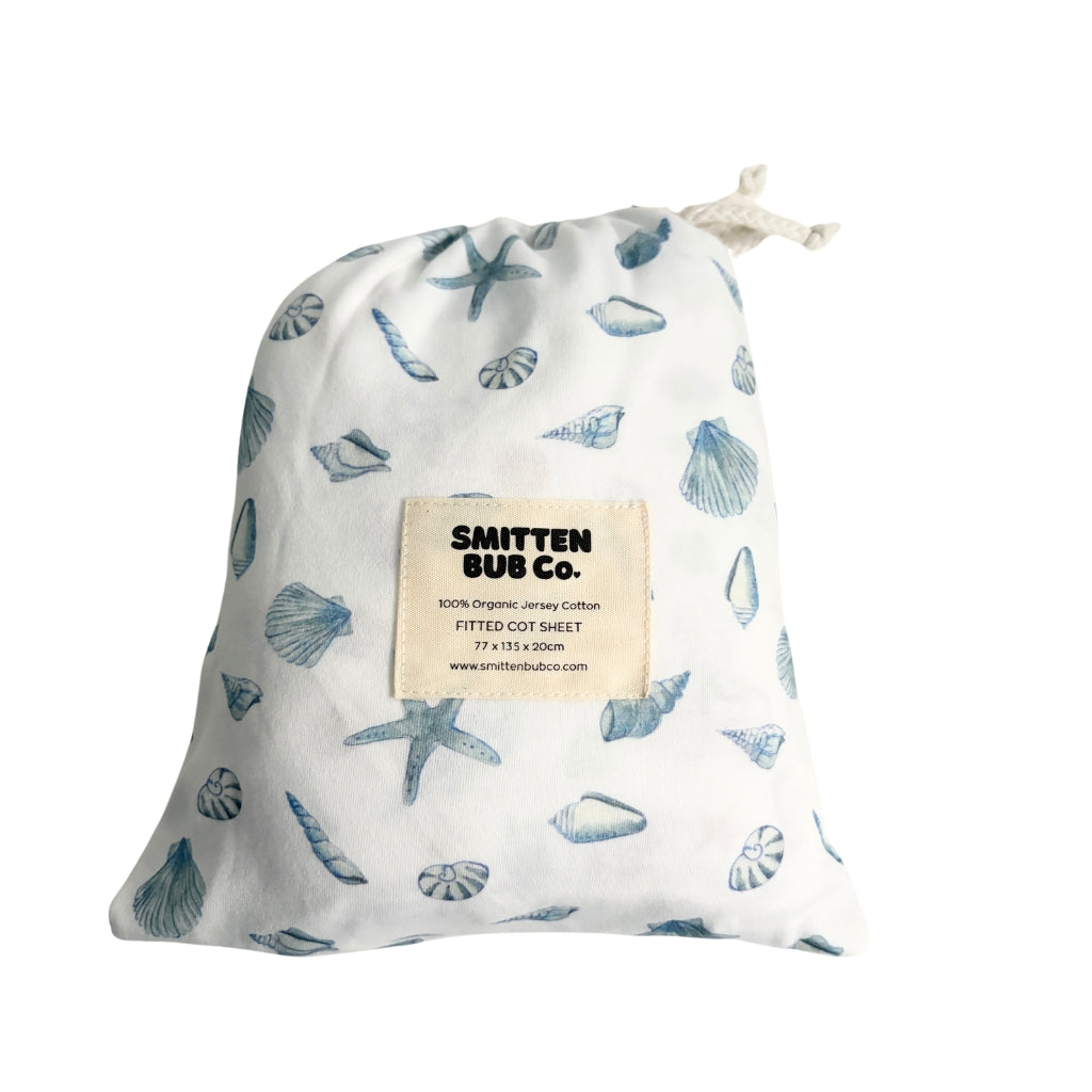 Blue Seashells | Fitted Cot Sheets