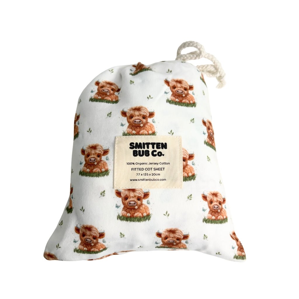 Highland Cow | Fitted Cot Sheets - Smitten Bub Co.