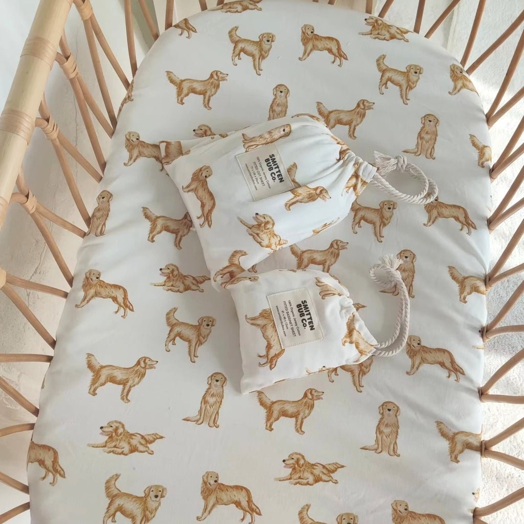 Golden Retriever | Bassinet Sheets / Change Mat Cover - Smitten Bub Co.