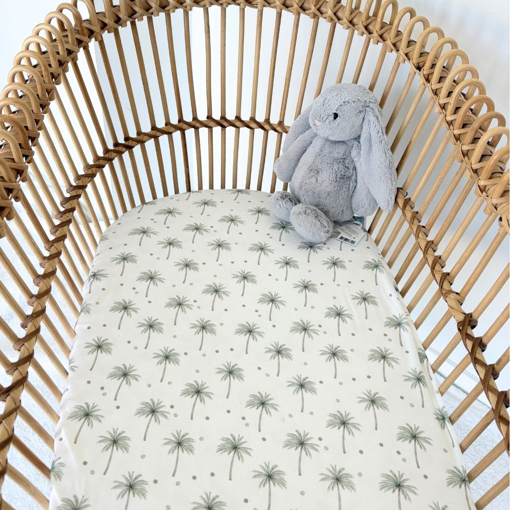Palms & Coconuts | Bassinet Sheets / Change Mat Cover - Smitten Bub Co.