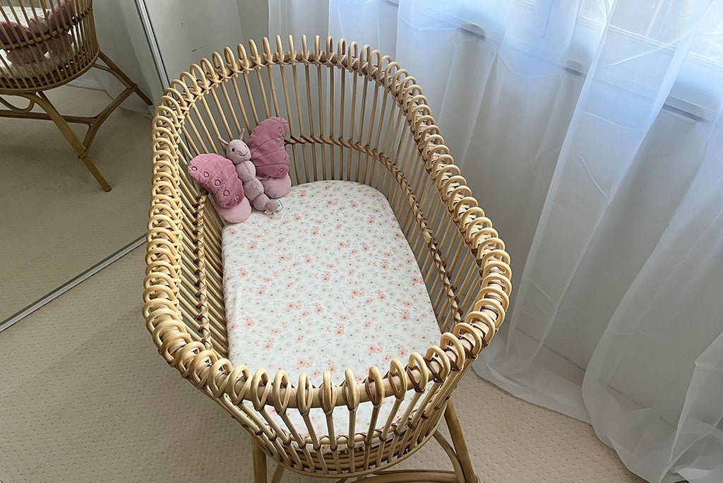 Coral Floral | Fitted Cot & Bassinet Sheets / Change Mat Cover - Smitten Bub Co.