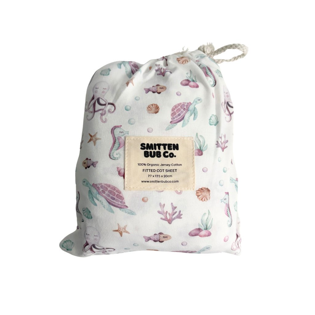 Under the Sea, Octopus & Turtle | Fitted Cot Sheet - Smitten Bub Co.
