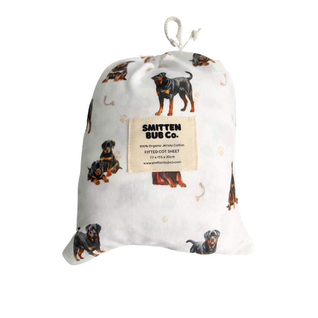 ROTTWEILER | Fitted Cot Sheet - Smitten Bub Co.