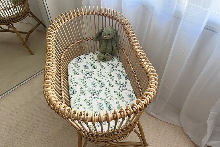 Eucalyptus | Fitted Cot & Bassinet Sheets / Change Mat Cover - Smitten Bub Co.