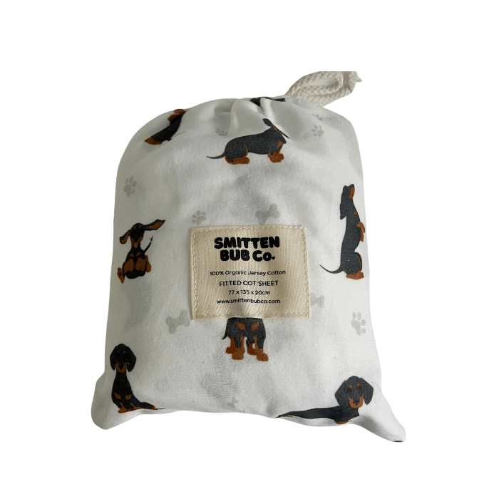 Dachshund | Fitted Cot Sheets - Smitten Bub Co.