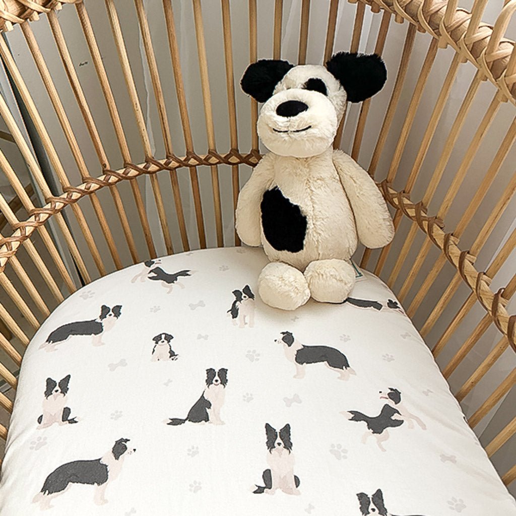 BORDER COLLIE | Bassinet Sheet / Change Mat Cover - Smitten Bub Co.