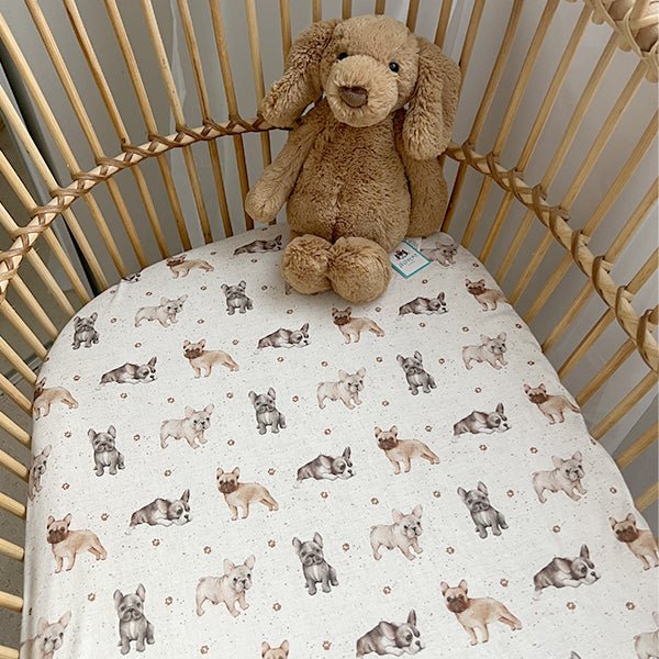 French Bulldog | Bassinet Sheets / Change Mat Cover - Smitten Bub Co.