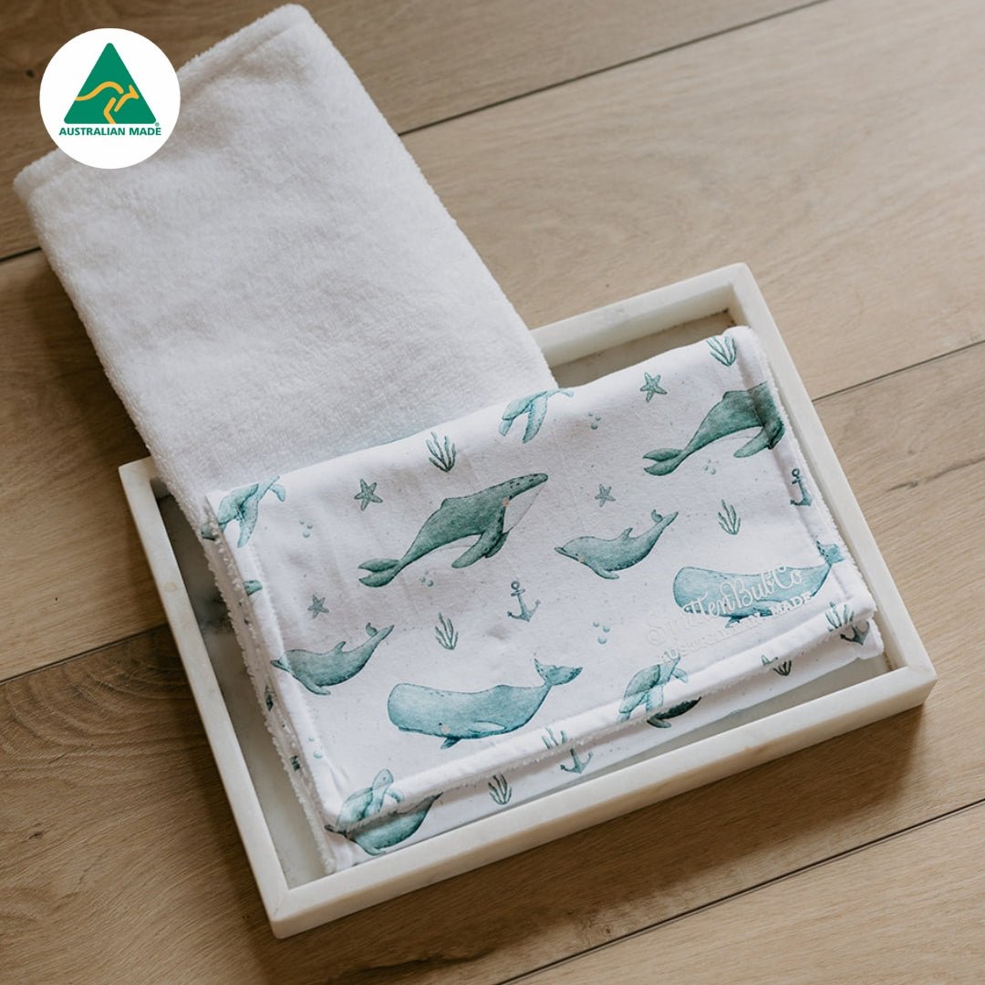 Whales & Turtles Burp Cloth - Smitten Bub Co.