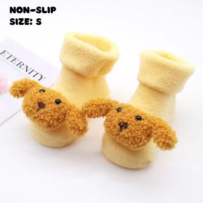 Yellow Dog Character Socks | Non - Slip Grip for Baby and Toddler - Smitten Bub Co.