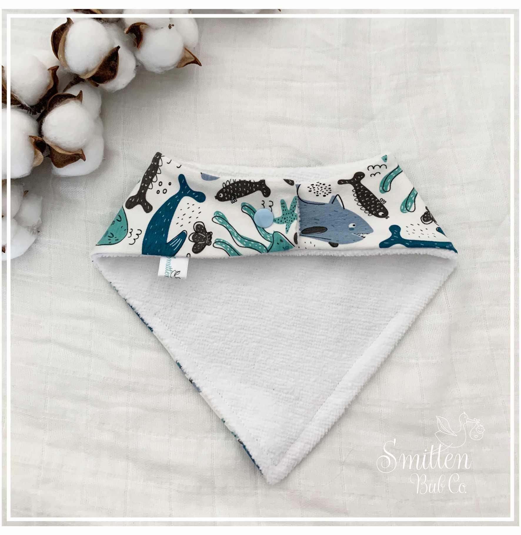 Blue Sea Creatures Bandana Bib - Smitten Bub Co.