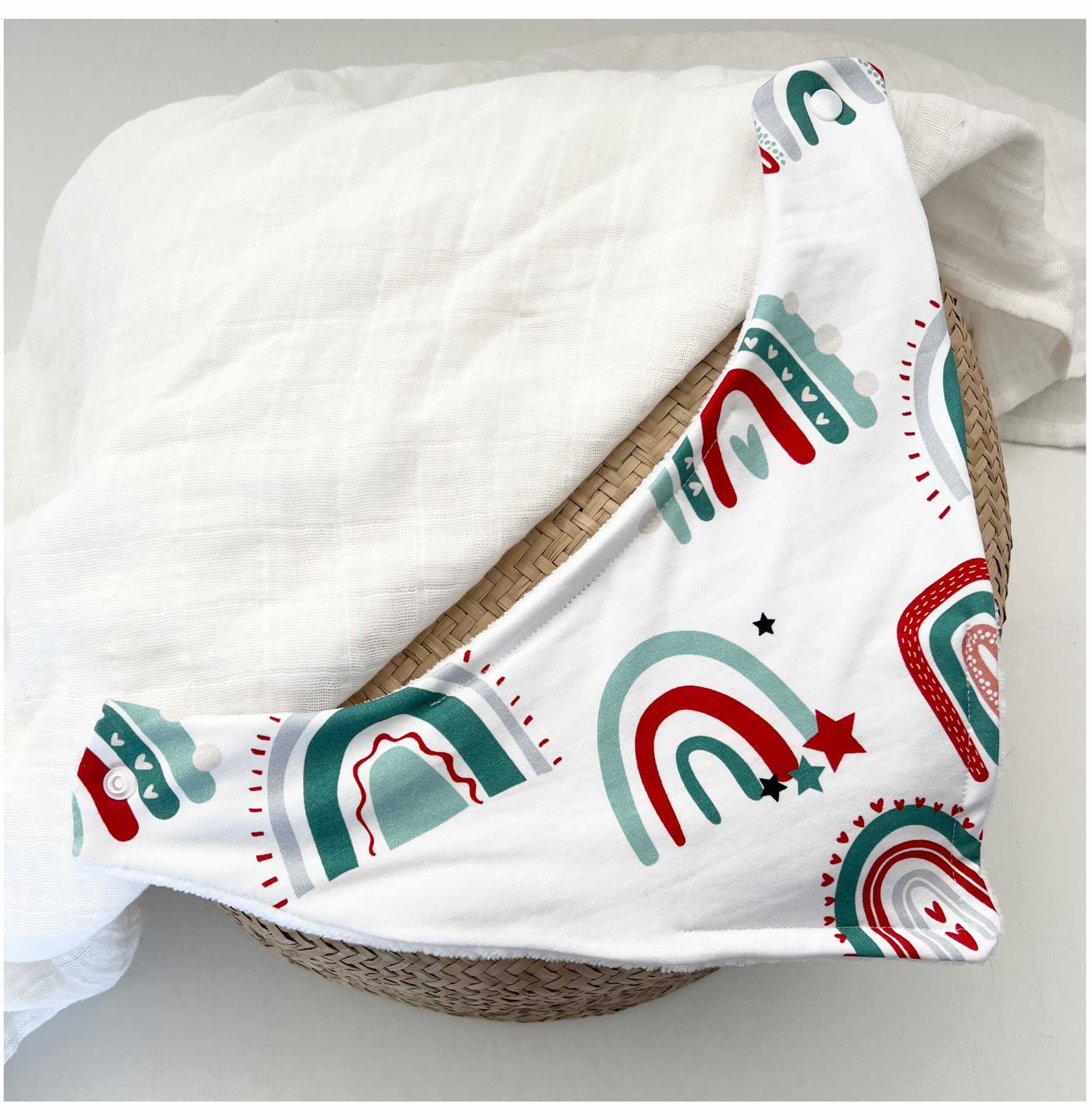 Z Christmas Rainbows Bandana Baby Bib - Smitten Bub Co.