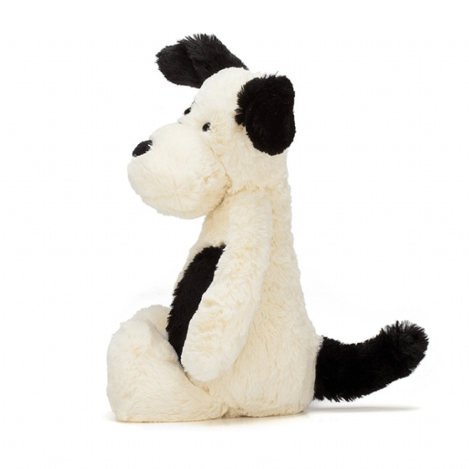Jellycat Bashful Puppy Black & Cream Dog MEDIUM - Smitten Bub Co.