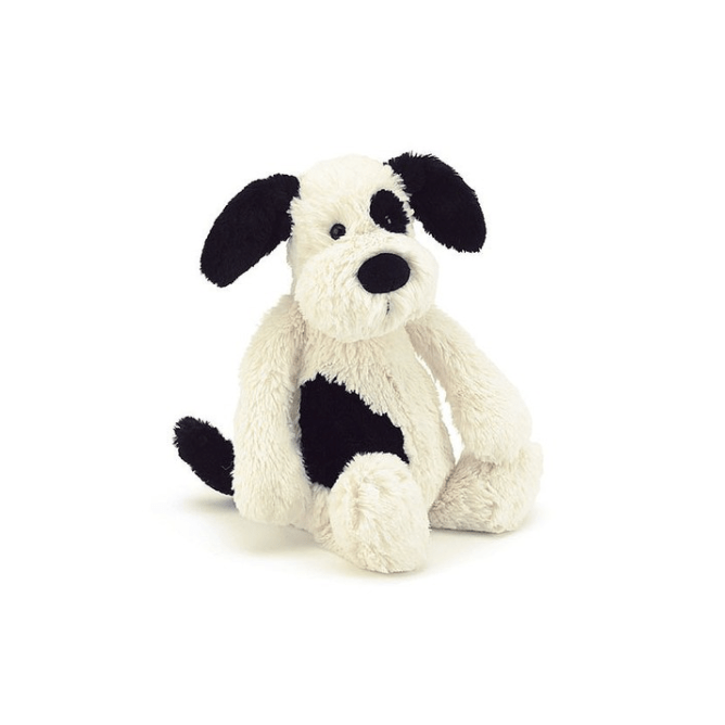 Jellycat Bashful Puppy Black & Cream Dog SMALL - Smitten Bub Co.