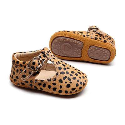 Genuine Leather | Amelie, Mary Jane Shoes - Caramel with Black Spot