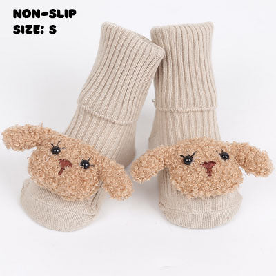 Beige Dog Character Socks | Non-Slip Grip for Baby and Toddler