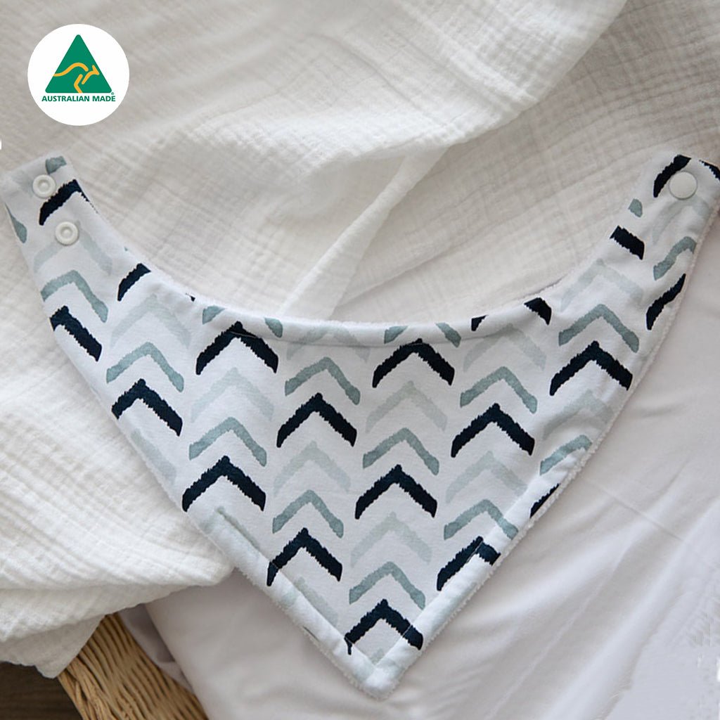 Blue Chevron Bandana Bib - Smitten Bub Co.