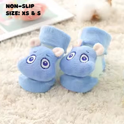 Blue Mouse Cartoon Rattle Socks | Non-Slip Grip for Baby and Toddler