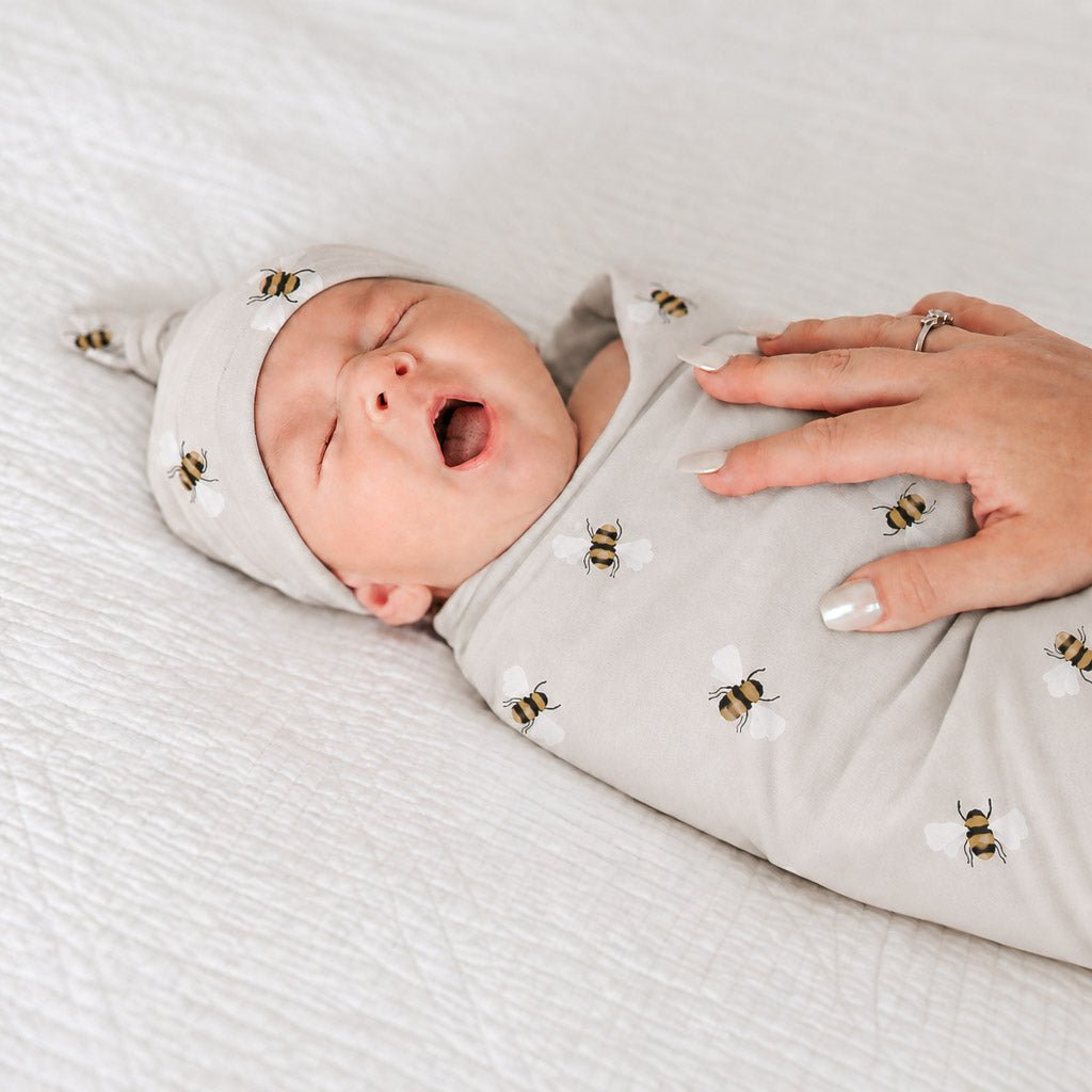 BUMBLE BEES | Jersey Swaddle Beanie Set - Smitten Bub Co.