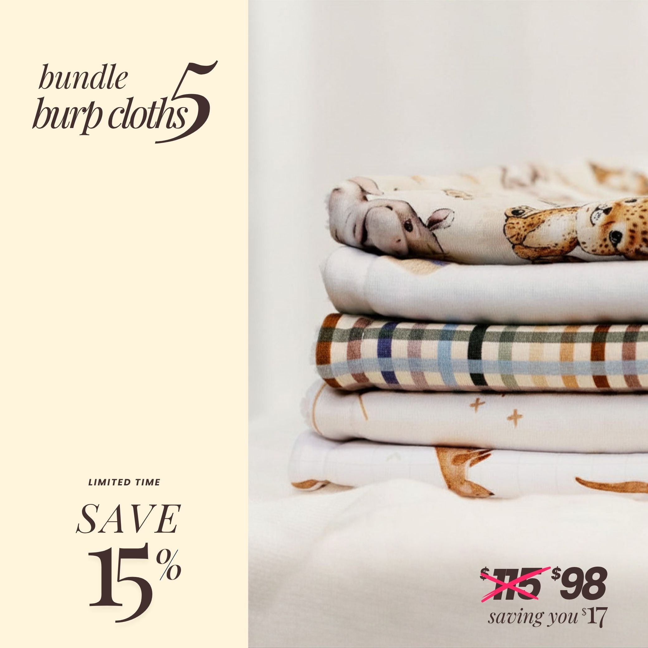 Burp Cloth Bundle of 5 - SAVE 15% - Smitten Bub Co.