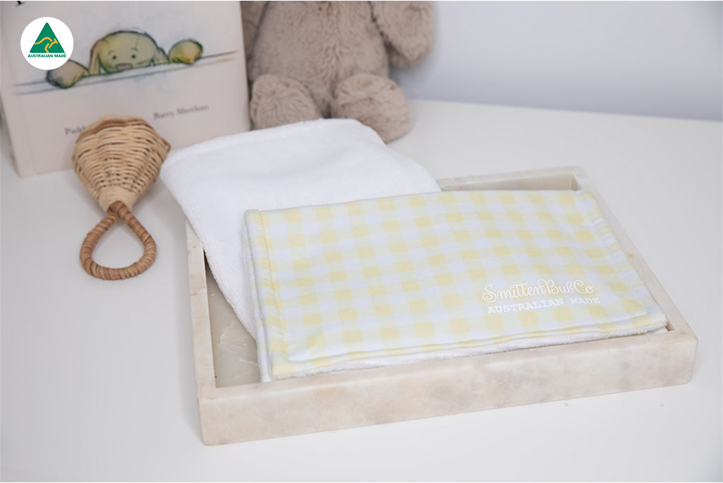 Lemon Yellow Gingham Burp Cloth