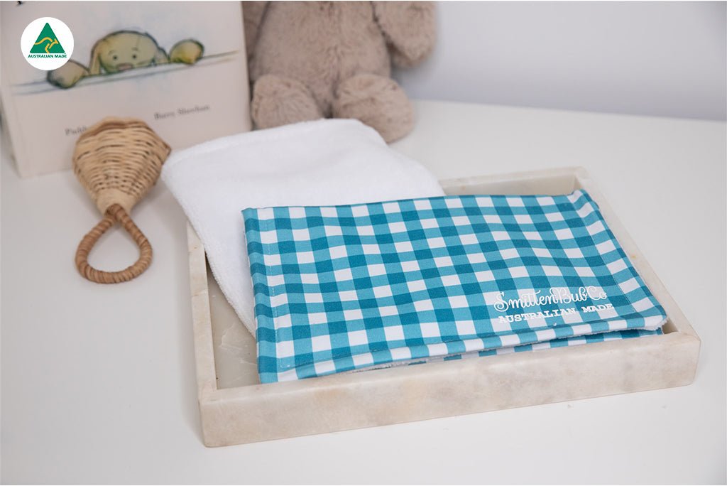 Blue Gingham Burp Cloth - Smitten Bub Co.