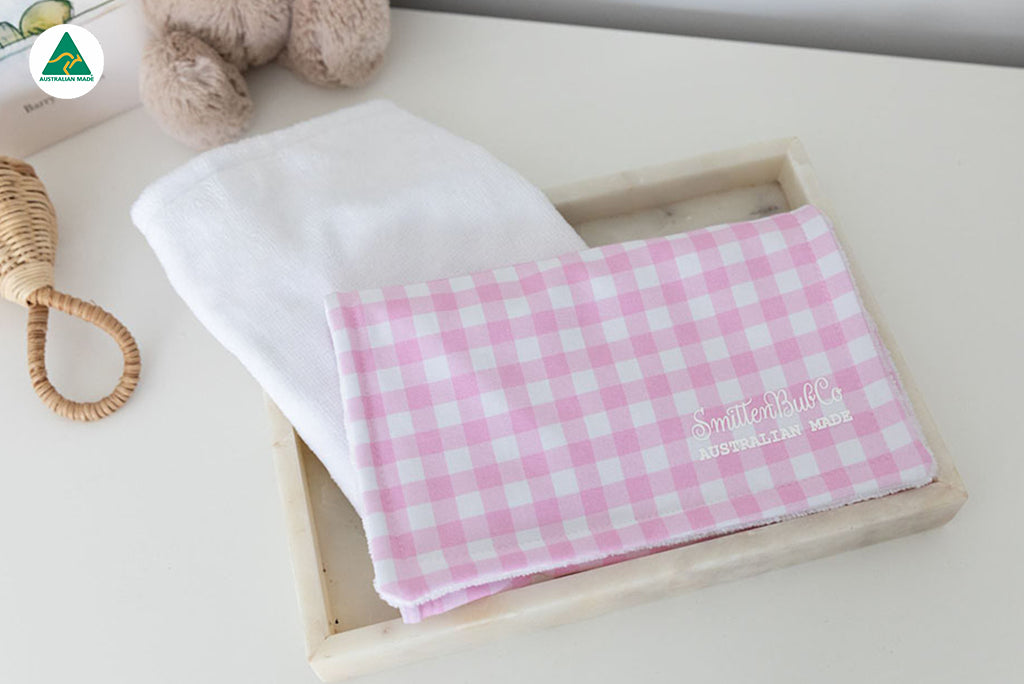 Candy Pink Gingham Burp Cloth