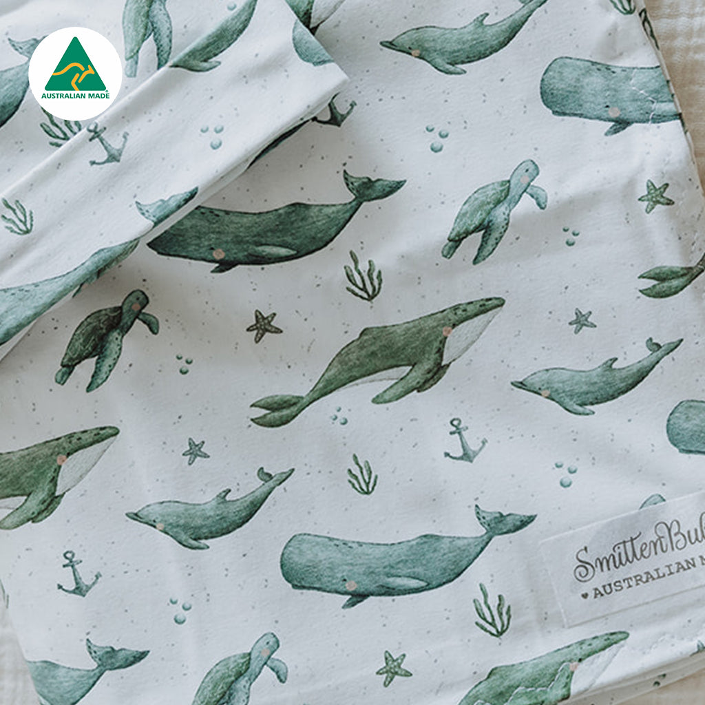 Whales &amp; Turtles Burp Cloth