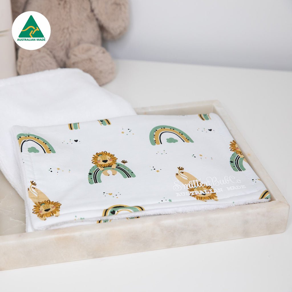 Lion & Rainbows Burp Cloth - Smitten Bub Co.