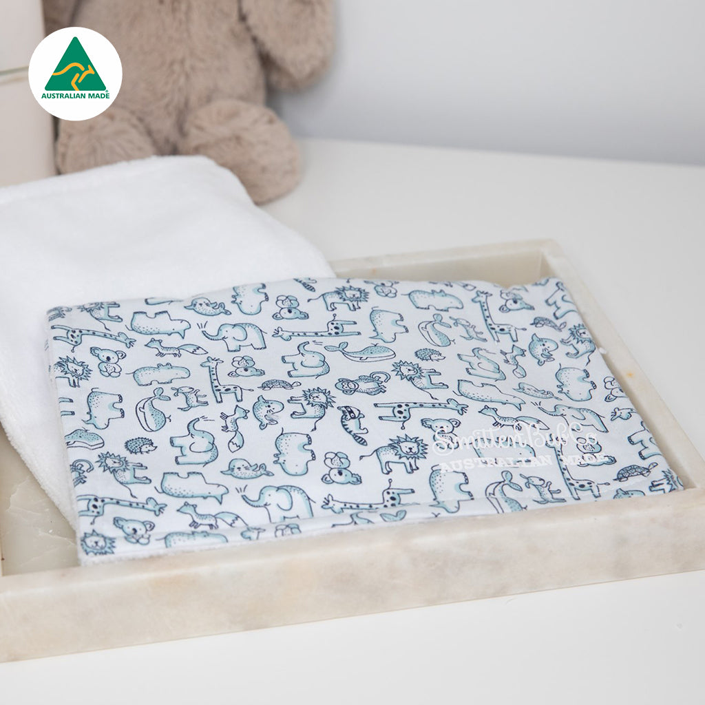 Blue Animals Burp Cloth