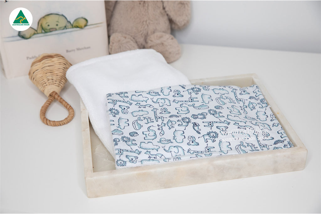 Smitten Turtle Blue Animals Burp Cloth – Smitten Bub Co.