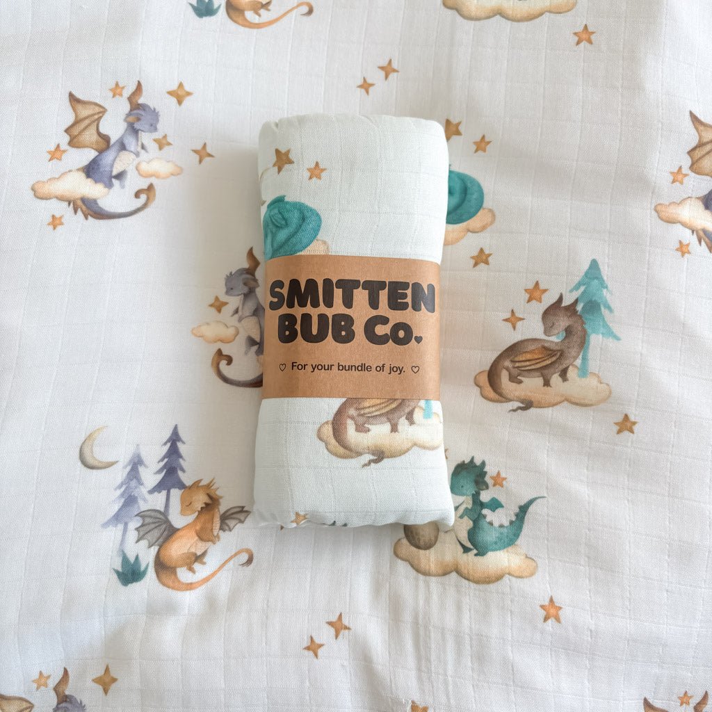 DRAGON | Bamboo Cotton Muslin Swaddle - Smitten Bub Co.
