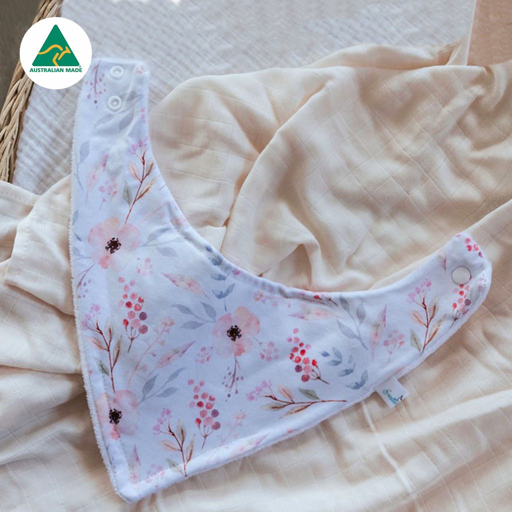 Poppy Blossom Bandana Baby Bib - Smitten Bub Co.